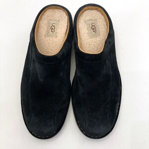 Ugg Classic Clog S/N 5529 Mens 10.5 EU 44 Black Suede Rubber Sole Faux Shearling
